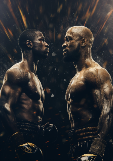Powerful poster showcasing two boxers in a intense face-off stare down before their Belleville debut.