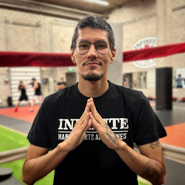 Muay Thai Instructor Nathan Dandy in a boxing ring