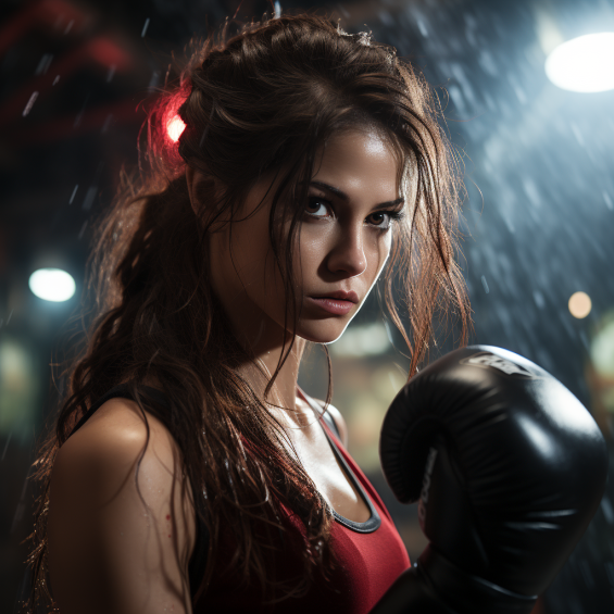 female boxer learning how Can boxing help lose weight wearing a red shirt and black gloves getting ready for class at infinite martial arts and fitness